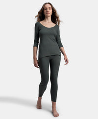 Super Combed Cotton Rich Brushed Fabric Thermal Leggings with StayWarm Technology - Charcoal Melange