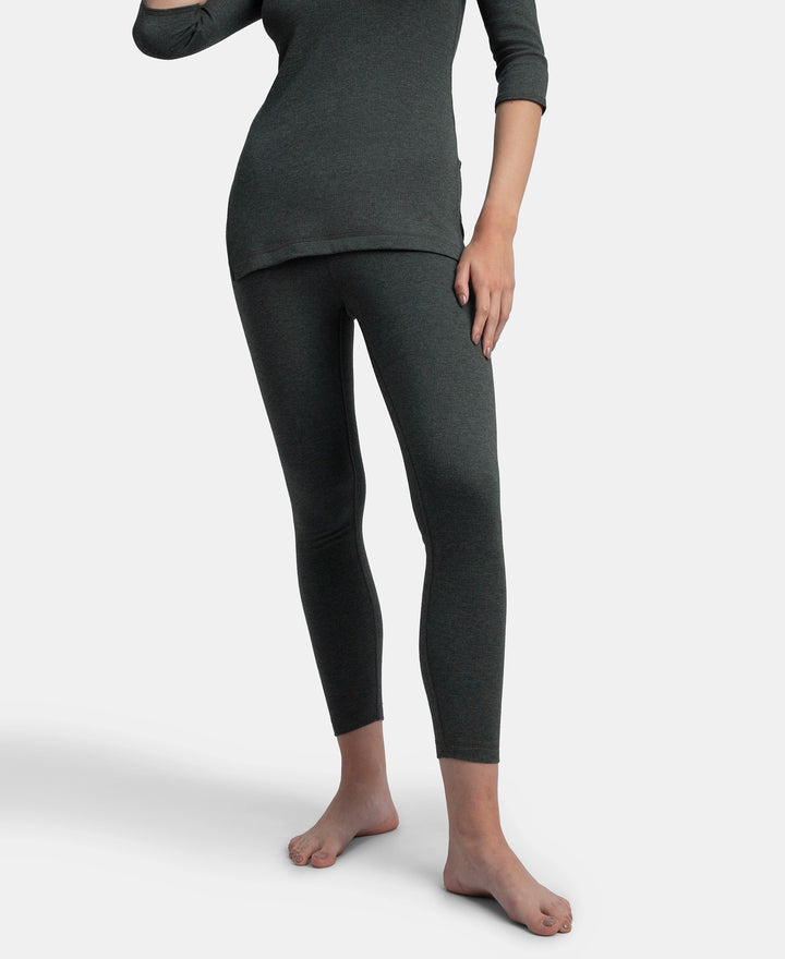 Super Combed Cotton Rich Brushed Fabric Thermal Leggings with StayWarm Technology - Charcoal Melange