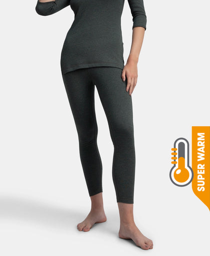 Super Warm Super Combed Cotton Rich Brushed Fabric Thermal Leggings with StayWarm Technology - Charcoal Melange