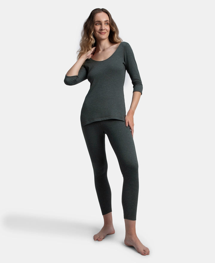 Super Combed Cotton Rich Brushed Fabric Thermal Leggings with StayWarm Technology - Charcoal Melange