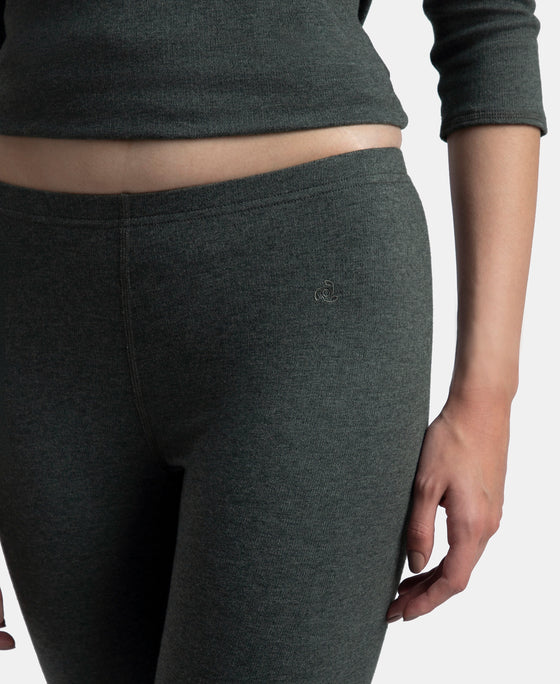 Super Combed Cotton Rich Brushed Fabric Thermal Leggings with StayWarm Technology - Charcoal Melange