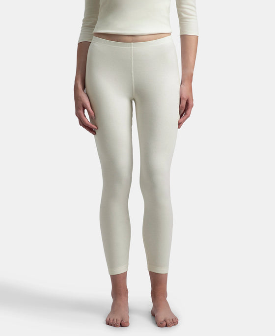 Super Combed Cotton Rich Brushed Fabric Thermal Leggings with StayWarm Technology - Off White