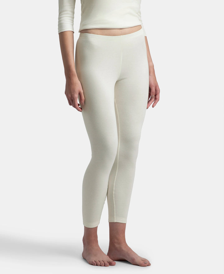 Super Combed Cotton Rich Brushed Fabric Thermal Leggings with StayWarm Technology - Off White