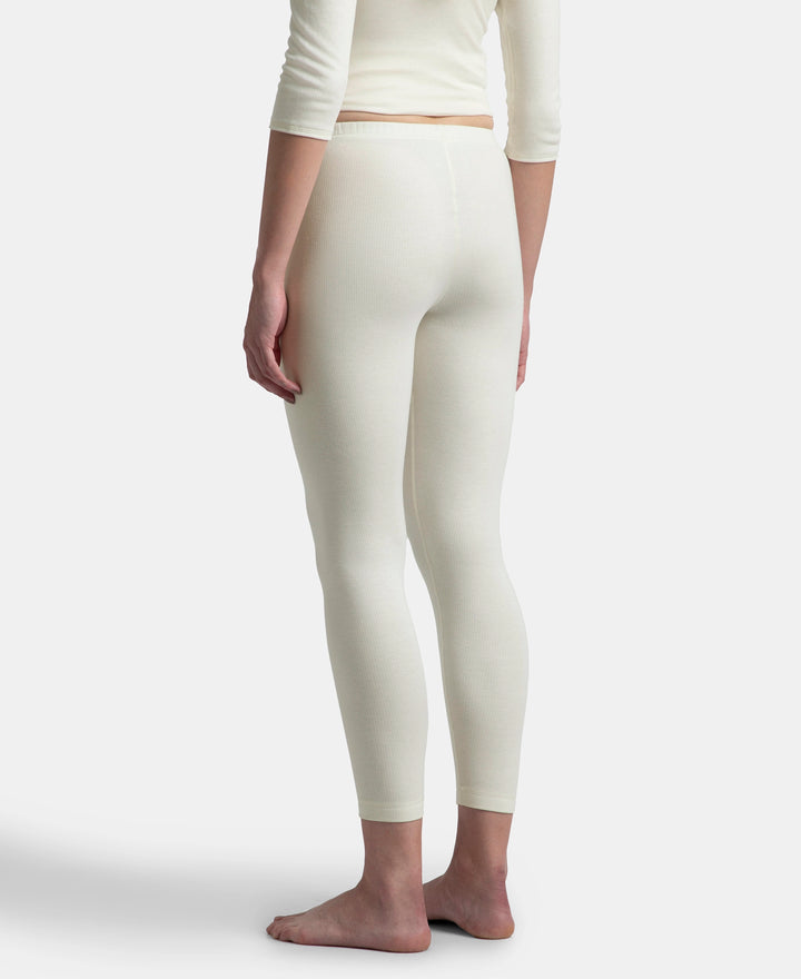 Super Combed Cotton Rich Brushed Fabric Thermal Leggings with StayWarm Technology - Off White
