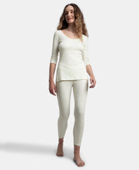 Super Combed Cotton Rich Brushed Fabric Thermal Leggings with StayWarm Technology - Off White