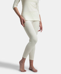 Super Combed Cotton Rich Brushed Fabric Thermal Leggings with StayWarm Technology - Off White