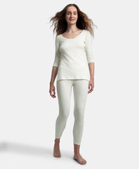 Super Combed Cotton Rich Brushed Fabric Thermal Leggings with StayWarm Technology - Off White
