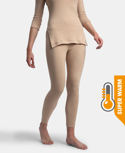 Super Warm Super Combed Cotton Rich Brushed Fabric Thermal Leggings with StayWarm Technology - Skin