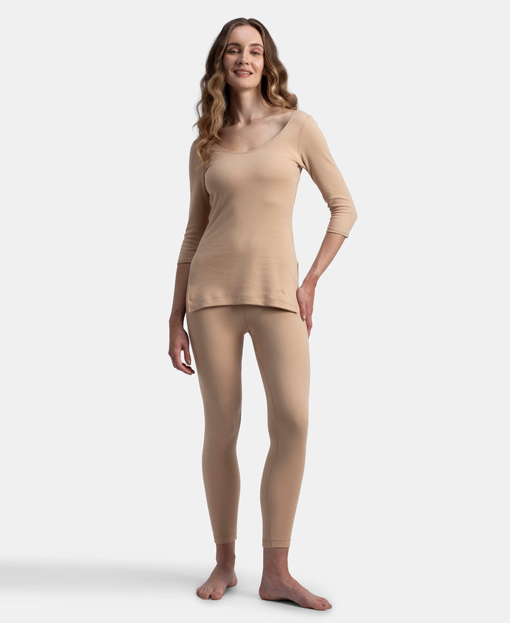 Super Combed Cotton Rich Brushed Fabric Thermal Leggings with StayWarm Technology - Skin