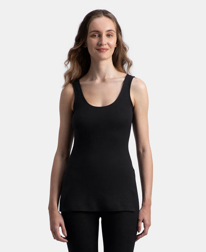 Super Warm Super Combed Cotton Rich Brushed Fabric Thermal Tank Top with StayWarm Technology - Black