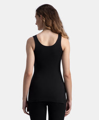 Super Combed Cotton Rich Brushed Fabric Thermal Tank Top with StayWarm Technology - Black