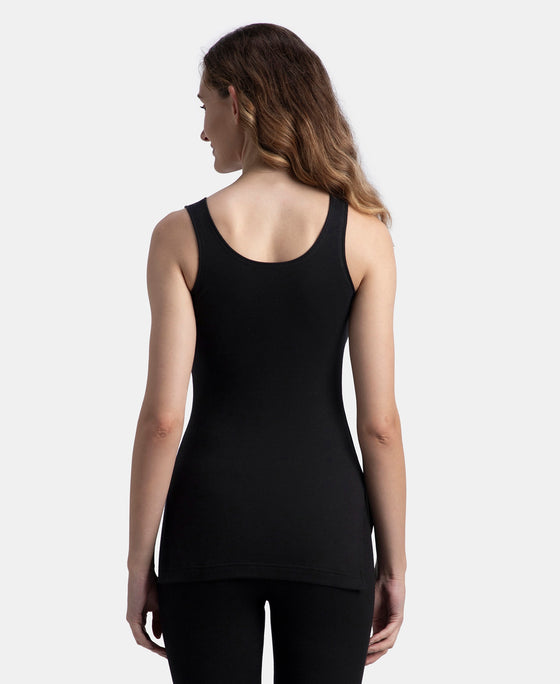 Super Combed Cotton Rich Brushed Fabric Thermal Tank Top with StayWarm Technology - Black