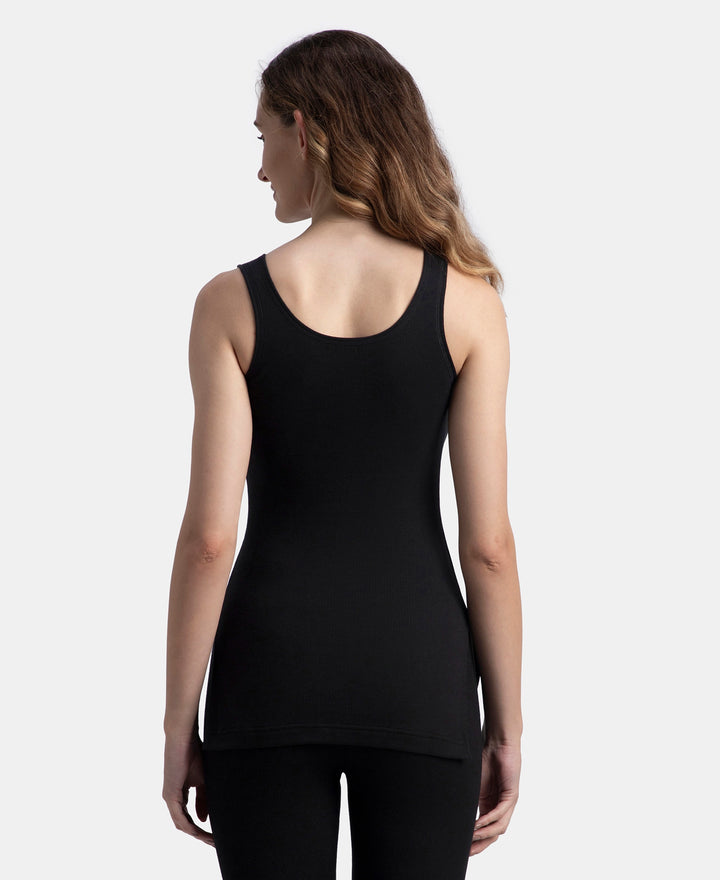 Super Combed Cotton Rich Brushed Fabric Thermal Tank Top with StayWarm Technology - Black