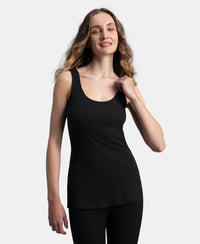 Super Combed Cotton Rich Brushed Fabric Thermal Tank Top with StayWarm Technology - Black