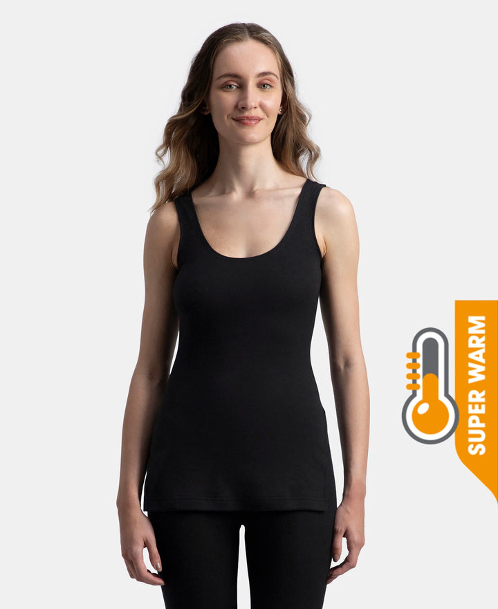 Super Warm Super Combed Cotton Rich Brushed Fabric Thermal Tank Top with StayWarm Technology - Black