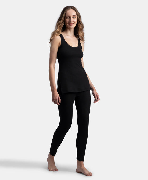 Super Combed Cotton Rich Brushed Fabric Thermal Tank Top with StayWarm Technology - Black