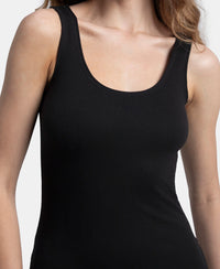 Super Combed Cotton Rich Brushed Fabric Thermal Tank Top with StayWarm Technology - Black
