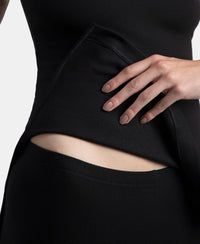 Super Combed Cotton Rich Brushed Fabric Thermal Tank Top with StayWarm Technology - Black