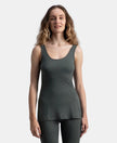 Super Combed Cotton Rich Brushed Fabric Thermal Tank Top with StayWarm Technology - Charcoal Melange