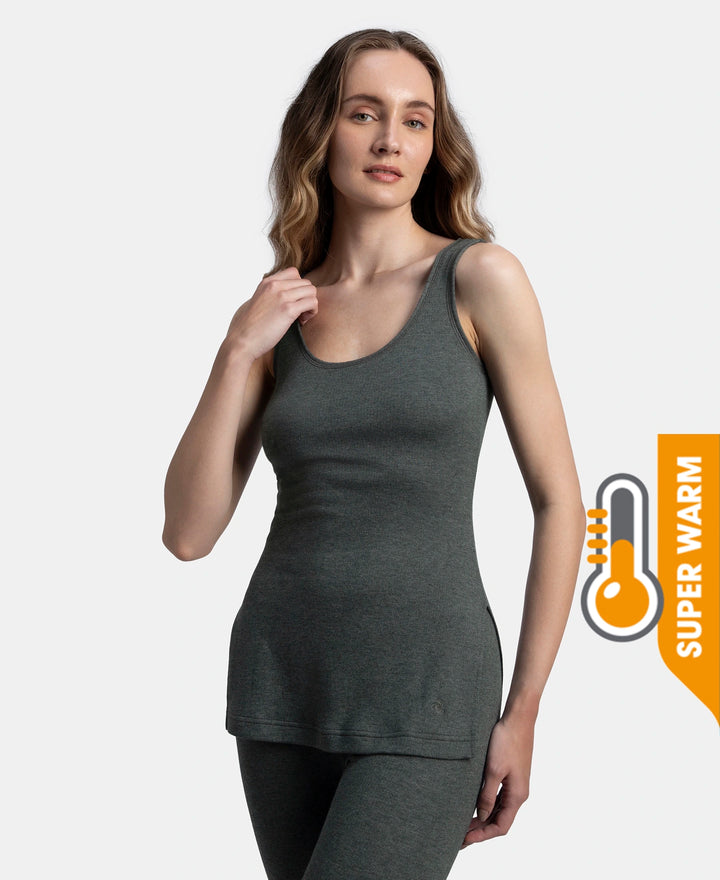 Super Warm Super Combed Cotton Rich Brushed Fabric Thermal Tank Top with StayWarm Technology - Charcoal Melange
