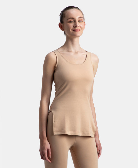 Super Combed Cotton Rich Brushed Fabric Thermal Tank Top with StayWarm Technology - Skin