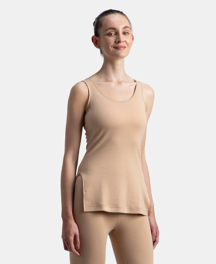Super Combed Cotton Rich Brushed Fabric Thermal Tank Top with StayWarm Technology - Skin