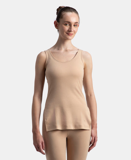Super Combed Cotton Rich Brushed Fabric Thermal Tank Top with StayWarm Technology - Skin
