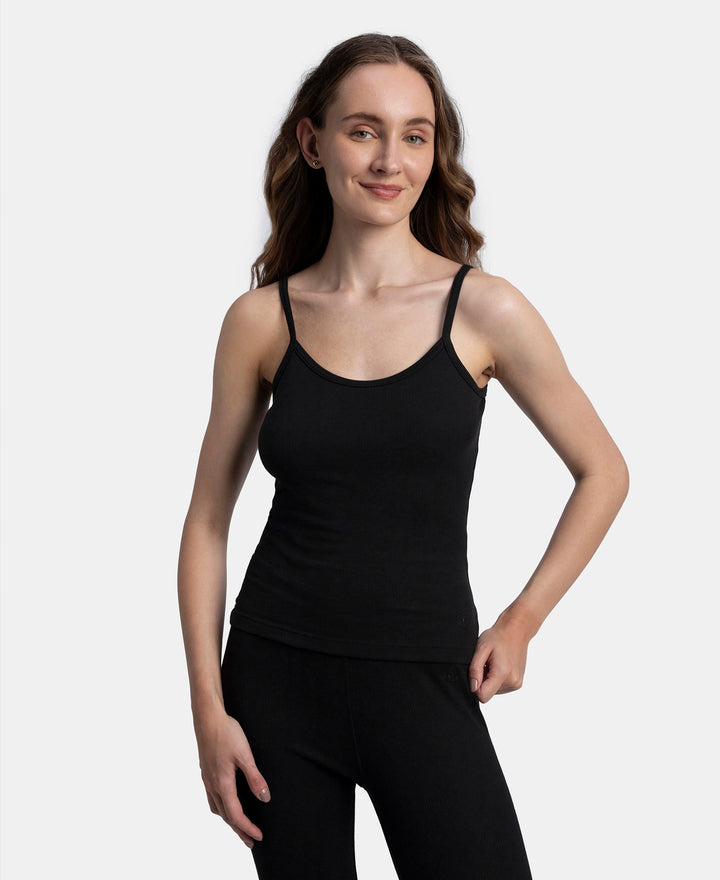 Super Combed Cotton Rich Brushed Thermal Camisole with StayWarm Technology - Black