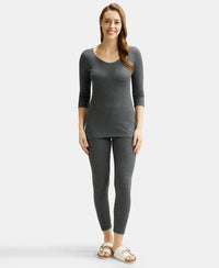 Super Combed Cotton Rich Three Quarter Sleeve Thermal Set with StayWarm Technology - Charcoal Melange