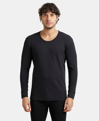 Soft Touch Microfiber Elastane Stretch Fleece Fabric Full Sleeve Thermal Undershirt with StayWarm Technology - Black-1
