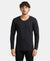 Soft Touch Microfiber Elastane Stretch Fleece Fabric Full Sleeve Thermal Undershirt with StayWarm Technology - Black-1