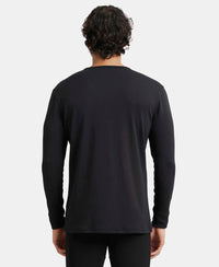 Soft Touch Microfiber Elastane Stretch Fleece Fabric Full Sleeve Thermal Undershirt with StayWarm Technology - Black-3