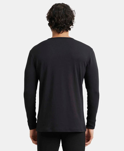 Soft Touch Microfiber Elastane Stretch Fleece Fabric Full Sleeve Thermal Undershirt with StayWarm Technology - Black-3