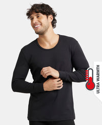 Ultra Warmth Soft Touch Microfiber Elastane Stretch Fleece Fabric Full Sleeve Thermal Undershirt with StayWarm Technology - Black