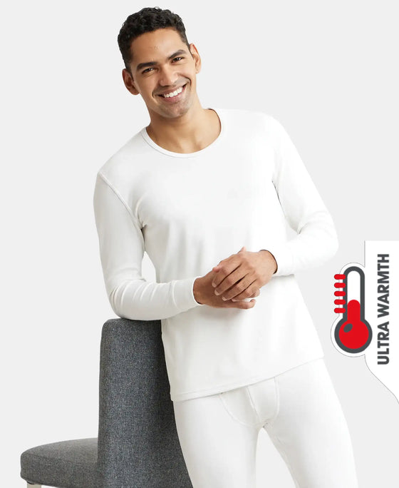 Ultra Warmth Soft Touch Microfiber Elastane Stretch Fleece Fabric Full Sleeve Thermal Undershirt with StayWarm Technology - Light Bright White