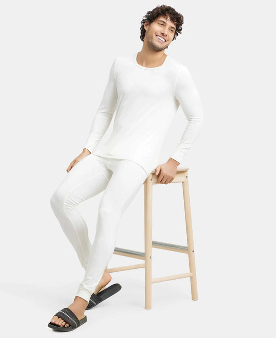Soft Touch Microfiber Elastane Stretch Thermal Long Johns with StayWarm Technology - White-6
