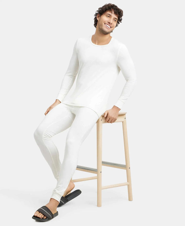 Soft Touch Microfiber Elastane Stretch Thermal Long Johns with StayWarm Technology - White-6