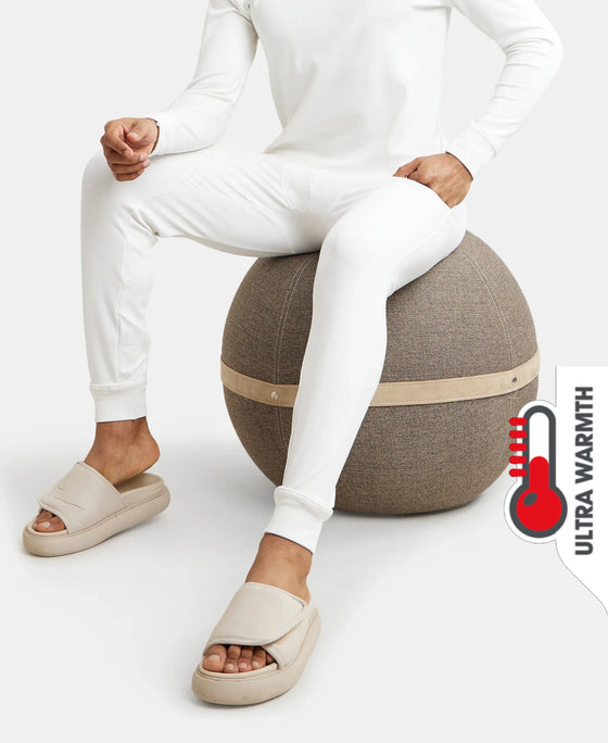 Ultra Warmth Soft Touch Microfiber Elastane Stretch Fleece Fabric Thermal Long John with StayWarm Technology - Light Bright White