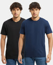 Super Combed Cotton Rich Round Neck Half Sleeve T-Shirt - Black & Navy (Pack of 2)