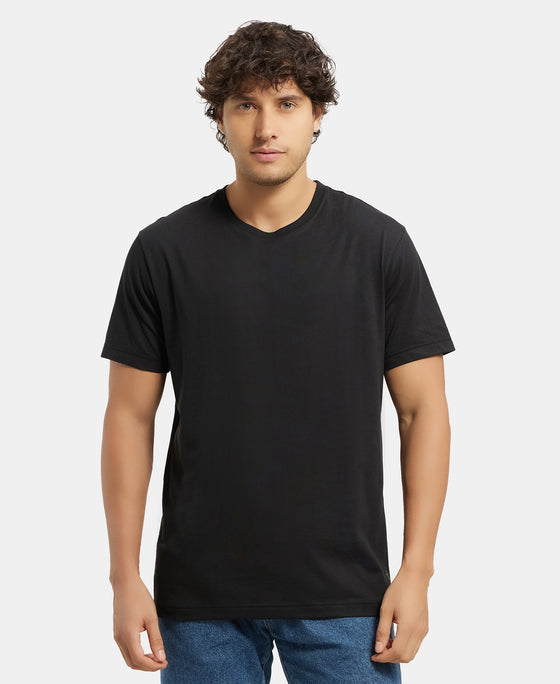 Super Combed Cotton Rich Round Neck Half Sleeve T-Shirt - Black & Navy (Pack of 2)