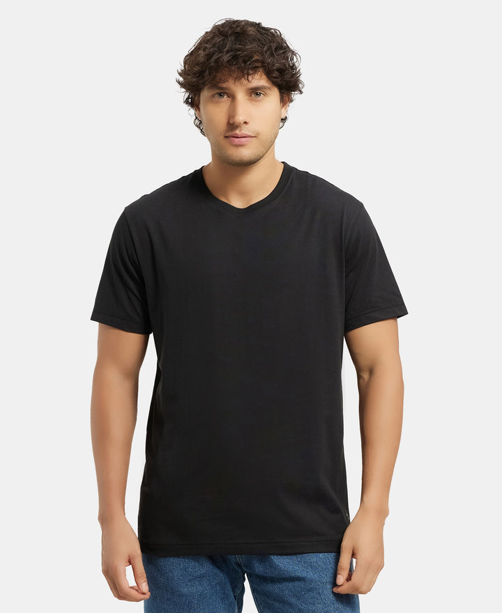 Super Combed Cotton Rich Round Neck Half Sleeve T-Shirt - Black & Navy (Pack of 2)