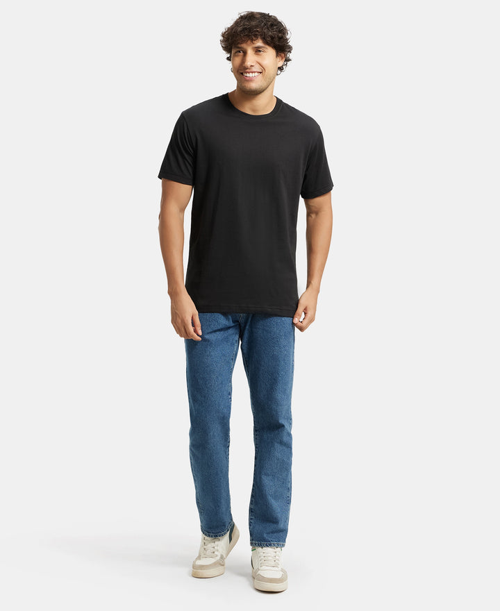 Super Combed Cotton Rich Round Neck Half Sleeve T-Shirt - Black & Navy (Pack of 2)