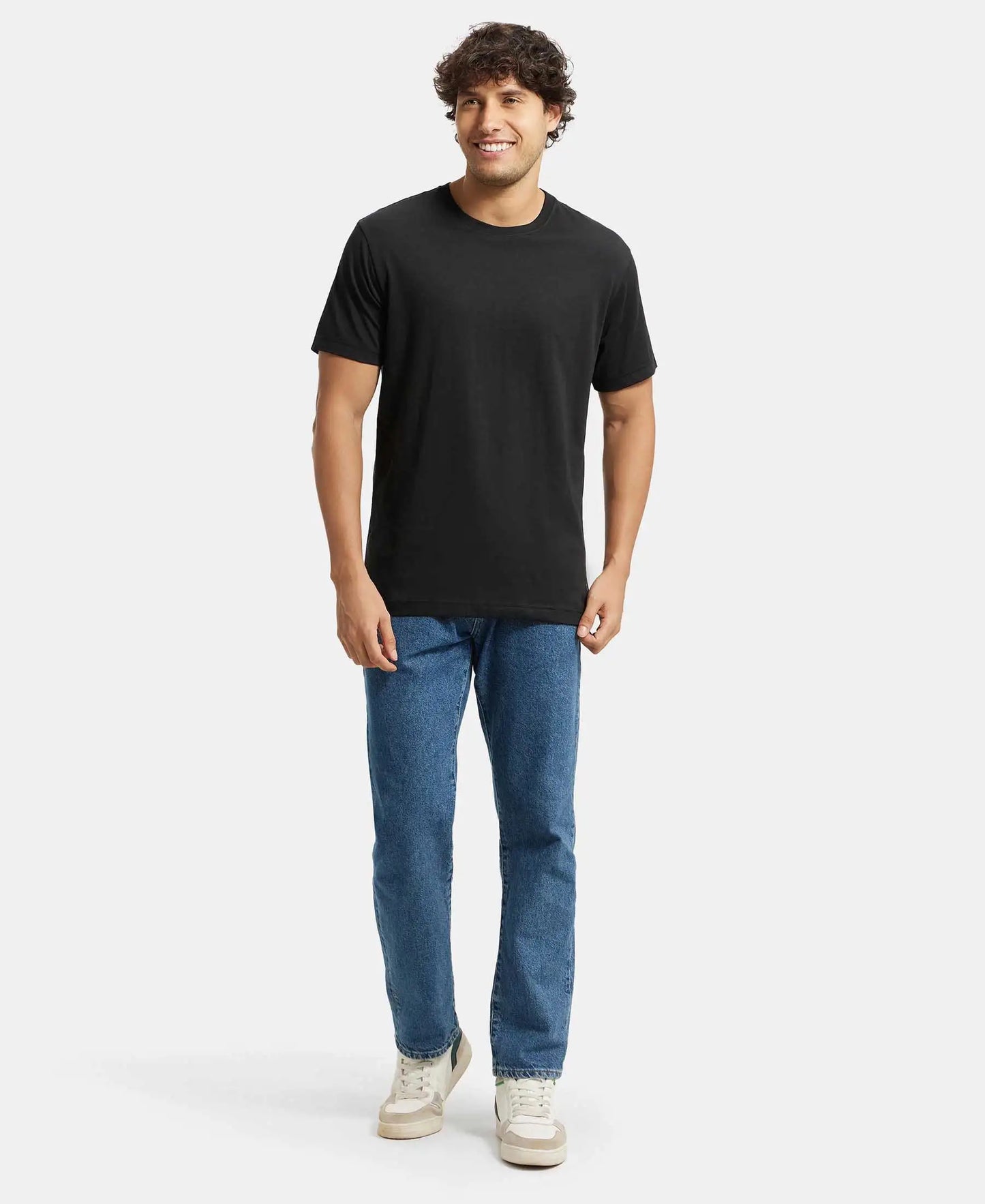Super Combed Cotton Rich Round Neck Half Sleeve T-Shirt - Black-4