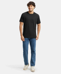Super Combed Cotton Rich Round Neck Half Sleeve T-Shirt - Black-4