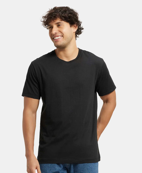Super Combed Cotton Rich Round Neck Half Sleeve T-Shirt - Black-5