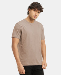 Super Combed Cotton Rich Round Neck Half Sleeve T-Shirt - Brownie Melange