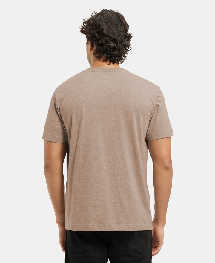 Super Combed Cotton Rich Round Neck Half Sleeve T-Shirt - Brownie Melange