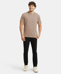 Super Combed Cotton Rich Round Neck Half Sleeve T-Shirt - Brownie Melange