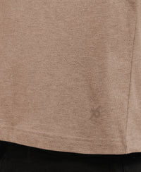Super Combed Cotton Rich Round Neck Half Sleeve T-Shirt - Brownie Melange
