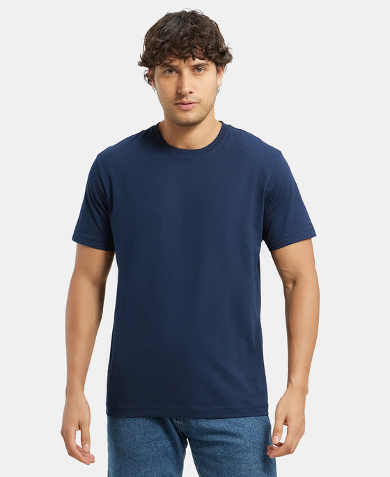 Super Combed Cotton Rich Round Neck Half Sleeve T-Shirt - Black & Navy (Pack of 2)